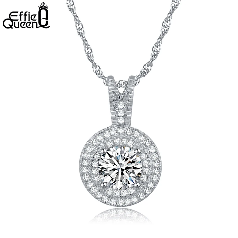 Effie Queen Women Pendant Necklace with 1.25 CT Heats and Arrows Zircon Crystal Silver Color Chain Necklace for Girl DN87
Effie Queen Women Pendant Necklace with 1.25 CT Heats and Arrows Zircon Crystal Silver Color Chain Necklace for Girl DN87