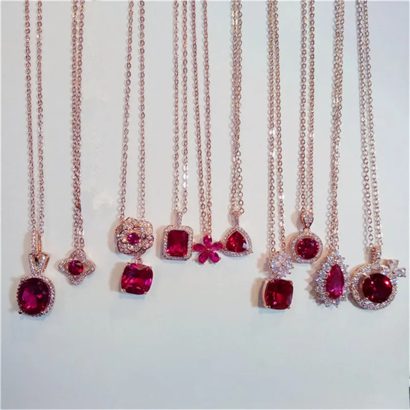 Vintage Necklace Pendants For Women S925 Sterling Silver Ruby Gems Fine Jewelry Clavicle Chain Rose Red Color Colar Bijouterie
Vintage Necklace Pendants For Women S925 Sterling Silver Ruby Gems Fine Jewelry Clavicle Chain Rose Red Color Colar Bijouterie