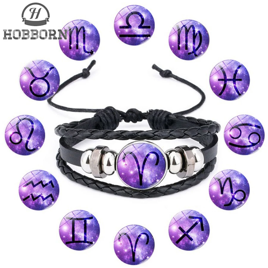 HOBBORN 2018 New 12 Constellation Bracelets Men Women Scorpio Libra Aries Zodiac Taurus Geniune Braided Leather Bracelet Jewelry
HOBBORN 2018 New 12 Constellation Bracelets Men Women Scorpio Libra Aries Zodiac Taurus Geniune Braided Leather Bracelet Jewelry