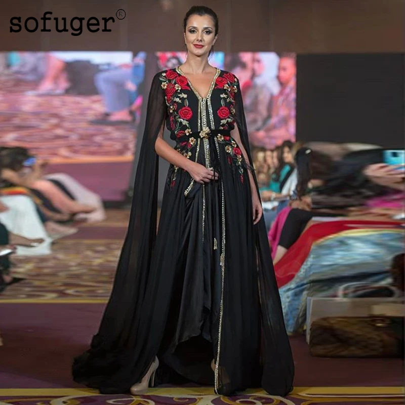 Black Flower Chiffon Evening Dresses Appliques Vestidos De Fiesta De Noche Robe De Soiree Arabic Muslim Special Occasion Party
Black Flower Chiffon Evening Dresses Appliques Vestidos De Fiesta De Noche Robe De Soiree Arabic Muslim Special Occasion Party