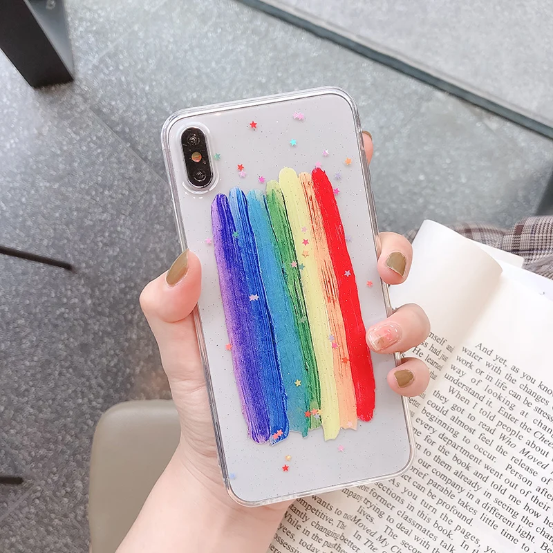 Rainbow color painting phone Case for iphone XS Max XR X For iphone 6 6s 7 8 Plus Bling glitter silicone case back cover
Rainbow color painting phone Case for iphone XS Max XR X For iphone 6 6s 7 8 Plus Bling glitter silicone case back cover