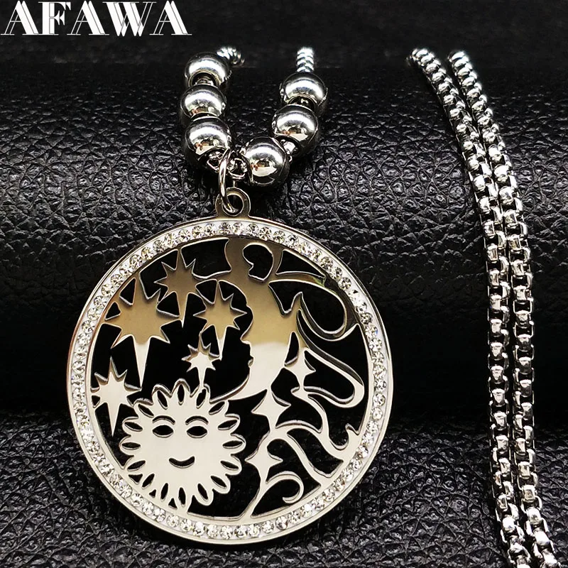 2019 Fashion Long Crystal Stainless Steel Necklace for Women Sun Moon Silver Color Chain Necklaces Jewelry collar mujer N18454
2019 Fashion Long Crystal Stainless Steel Necklace for Women Sun Moon Silver Color Chain Necklaces Jewelry collar mujer N18454