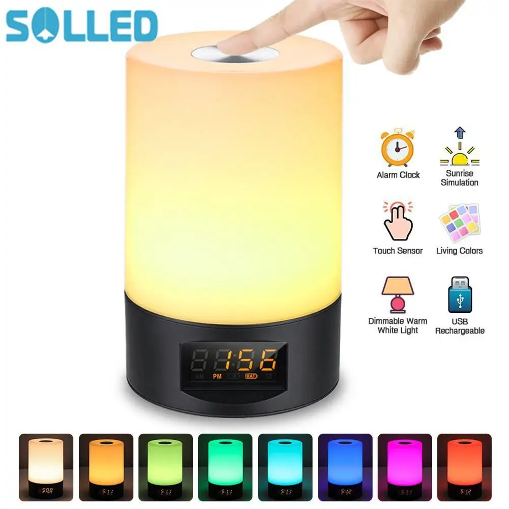 Touch Sensing Digital Alarm Clock Sunrise Sunset LED Wake Up Lights 7 Colors Light Snooze Mode Nature Sound Mood Night Light
Touch Sensing Digital Alarm Clock Sunrise Sunset LED Wake Up Lights 7 Colors Light Snooze Mode Nature Sound Mood Night Light