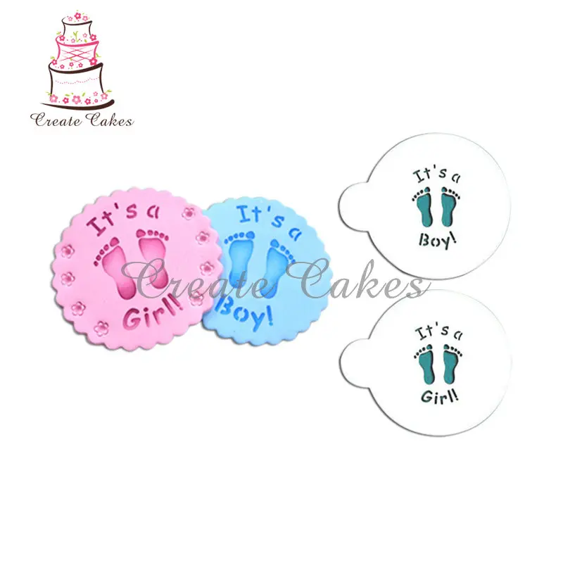 2.8"H x 1.6" W It's a Boy/Girl Foot Print Cookies Top Stencil Cupcake Stencil Cake decorating Tool Bakeware
2.8"H x 1.6" W It's a Boy/Girl Foot Print Cookies Top Stencil Cupcake Stencil Cake decorating Tool Bakeware