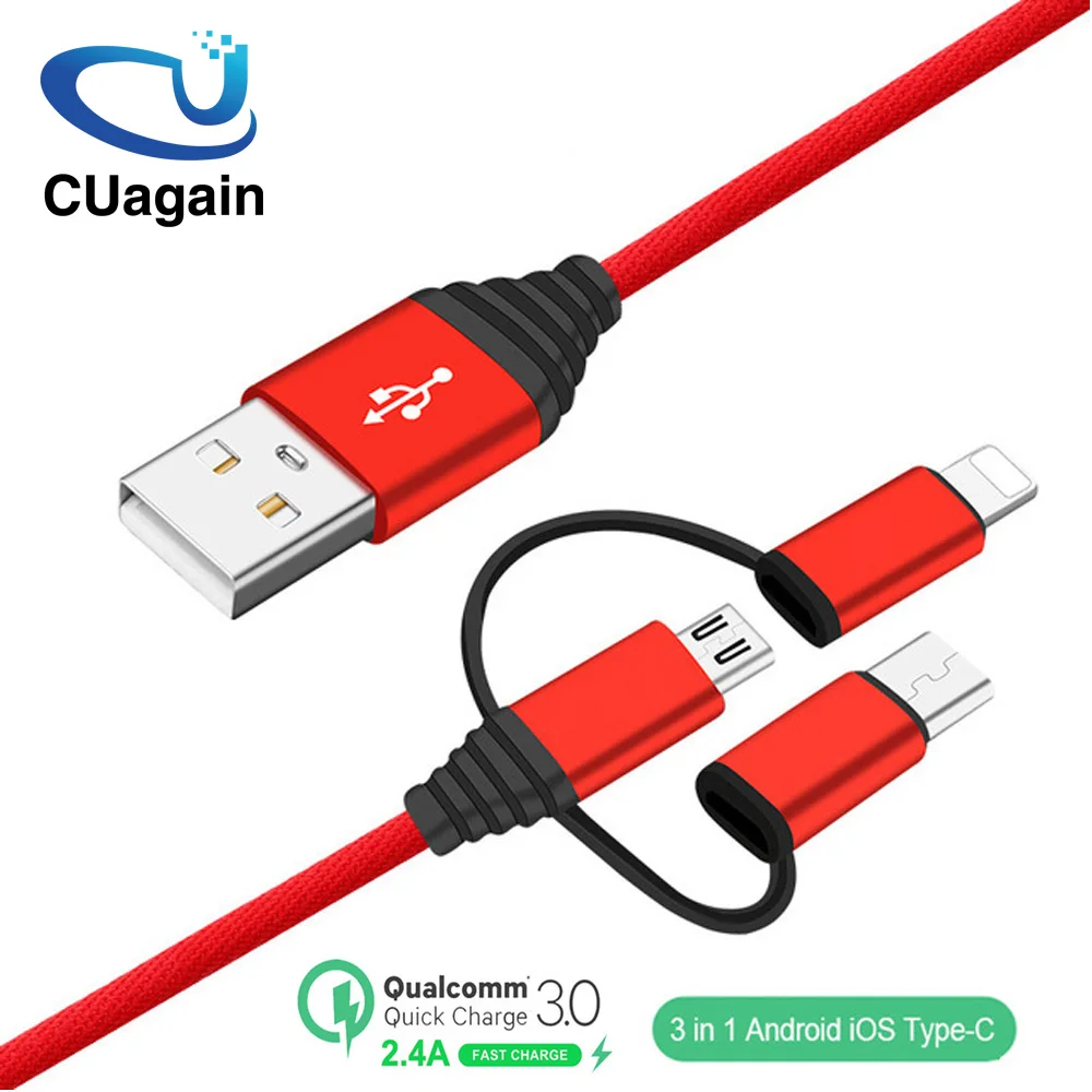 CUagain 3 in 1 USB Cable for Mobile Phone Micro USB Type C Charger Cable for iPhone Samsung 6 Charging Cable Micro Charger Cable
CUagain 3 in 1 USB Cable for Mobile Phone Micro USB Type C Charger Cable for iPhone Samsung 6 Charging Cable Micro Charger Cable