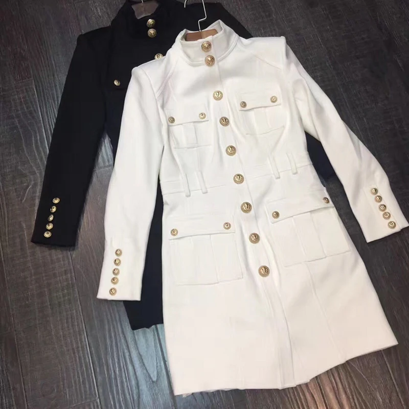 2019 new fashion solid color slim collar pocket decoration lion head metal button three color short women dress 
2019 new fashion solid color slim collar pocket decoration lion head metal button three color short women dress