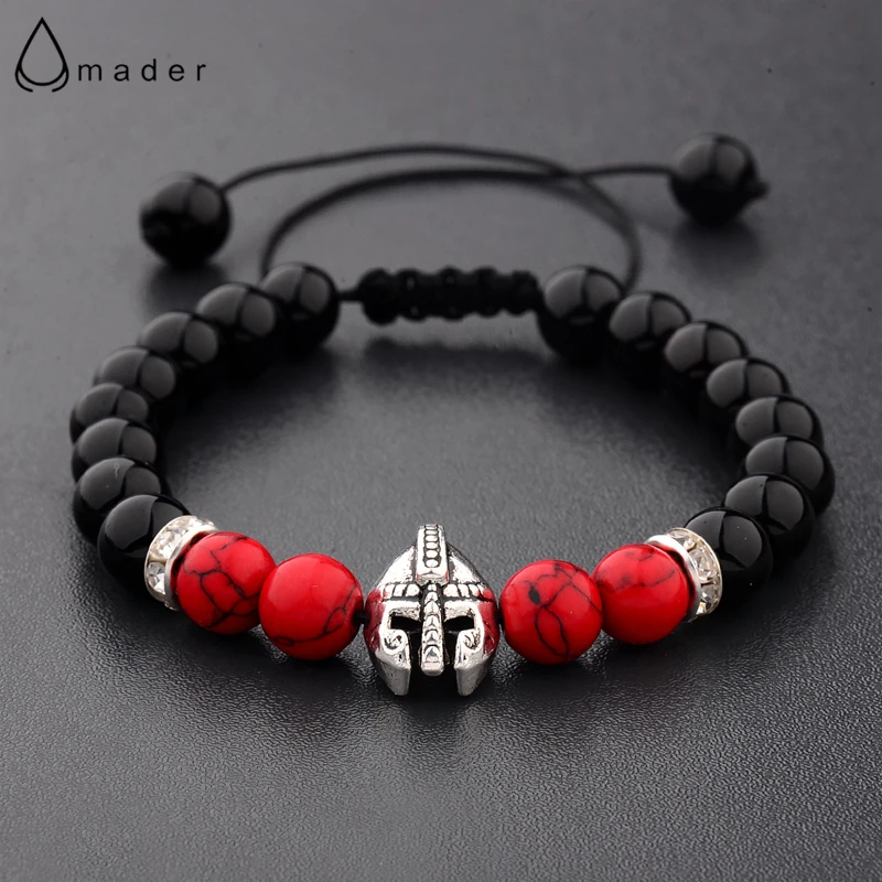 Amader Charm Knight Warrior Gladiator Helmet Bracelet Men Natural Stone Black&Red Bead Adjustable Bracelets Wholesale
Amader Charm Knight Warrior Gladiator Helmet Bracelet Men Natural Stone Black&Red Bead Adjustable Bracelets Wholesale
