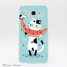 4002CA Watermelon Cat Transparent Hard Cover Case for Galaxy A3 A5 A7 A8 Note 2 3 4 5 J5 J7 Grand 2 & Prime