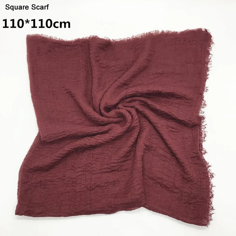110x110cm Women Cotton Square Scarf Plain Wrinkle Crinkle Pleated Hijab Scarf with fringes Popular Muslim Muffler Shawls Wraps
110x110cm Women Cotton Square Scarf Plain Wrinkle Crinkle Pleated Hijab Scarf with fringes Popular Muslim Muffler Shawls Wraps