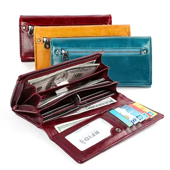 Genuine Cow Leather Long Clutch Women Wallet Female Lady Wallets Rfid Luxury Brand Money Bag Wine red Magic Zipper Coin Purse
Genuine Cow Leather Long Clutch Women Wallet Female Lady Wallets Rfid Luxury Brand Money Bag Wine red Magic Zipper Coin Purse