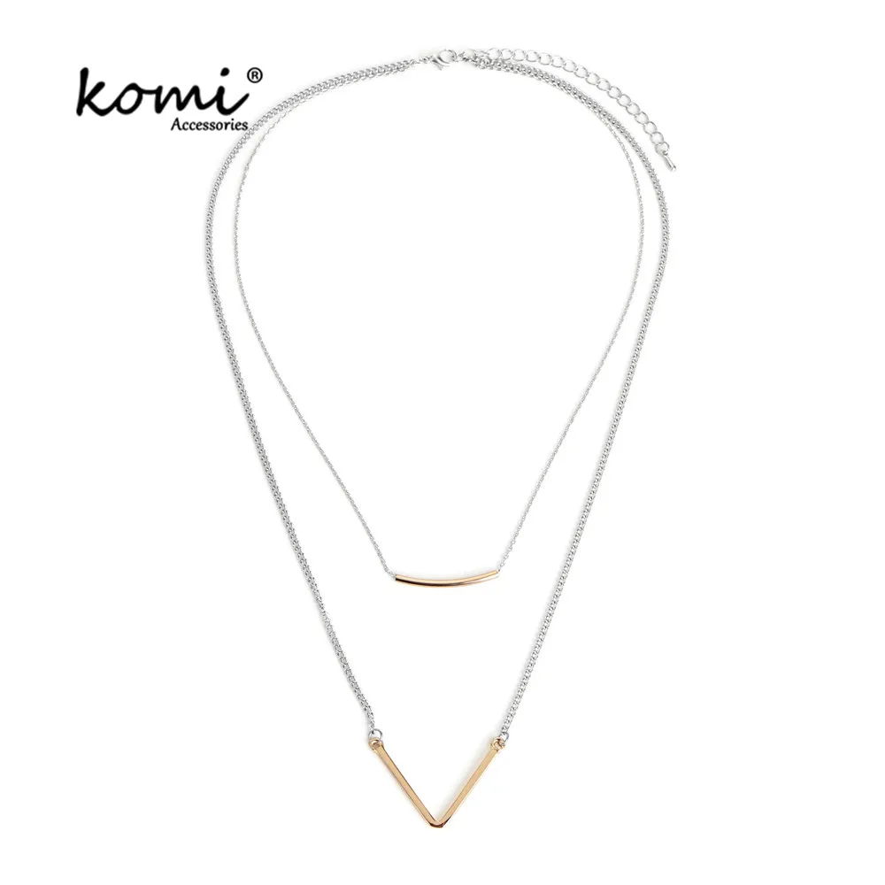 KOMi Gold And Silver V Shape Pendant & Necklace For Girls Multilayer Simple Design Long Necklace Fashion Jewelry I-025
KOMi Gold And Silver V Shape Pendant & Necklace For Girls Multilayer Simple Design Long Necklace Fashion Jewelry I-025