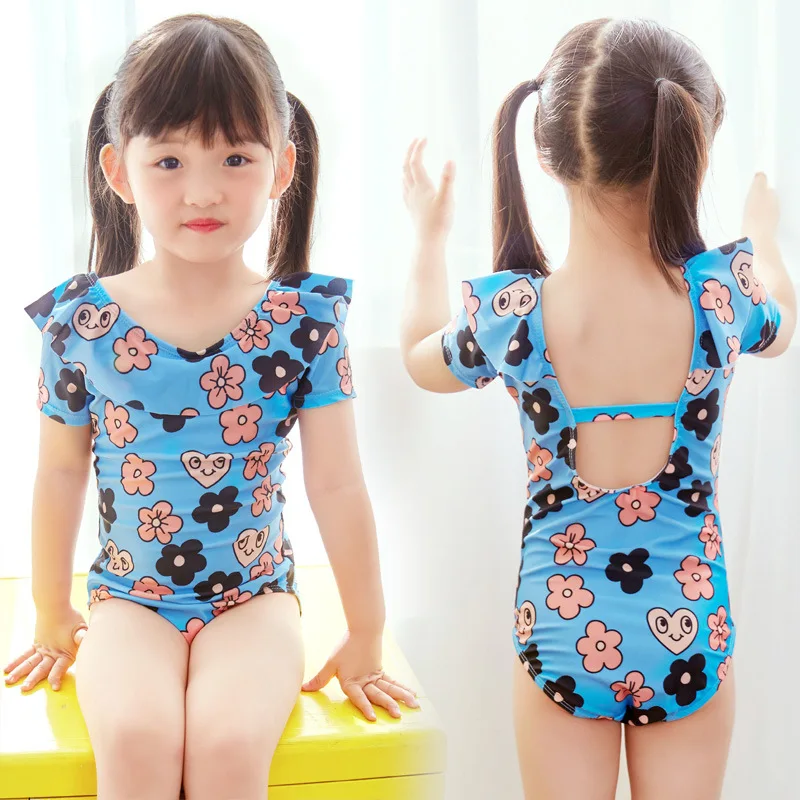 New Baby Girl Flowers Printed Swimming Suit For Girls Long Sleeve Sun-Protection Swimwear Kids One Piece Swimsuit Wholesale 3