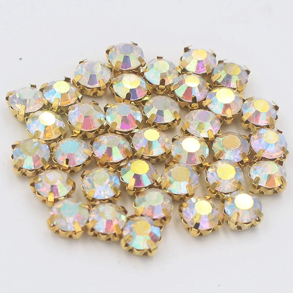 288pcs/lot Ss30 6.0mm CrystalAB Gold 4 Claws Rhinestones Sewing Strass Cu Base Rhinestones Stones Sew On Rhinestone For Clothes
288pcs/lot Ss30 6.0mm CrystalAB Gold 4 Claws Rhinestones Sewing Strass Cu Base Rhinestones Stones Sew On Rhinestone For Clothes