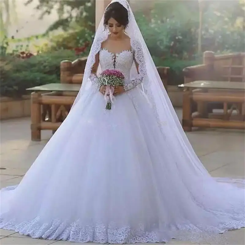 Pure White Wedding Dress vestido de noiva 2019 Lace Applique Tulle A Line Bridal Gowns Custom Made
Pure White Wedding Dress vestido de noiva 2019 Lace Applique Tulle A Line Bridal Gowns Custom Made