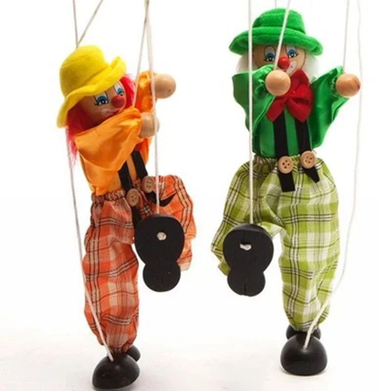Забавная винтажная цветная веревка кукольный клоун деревянная марионетка