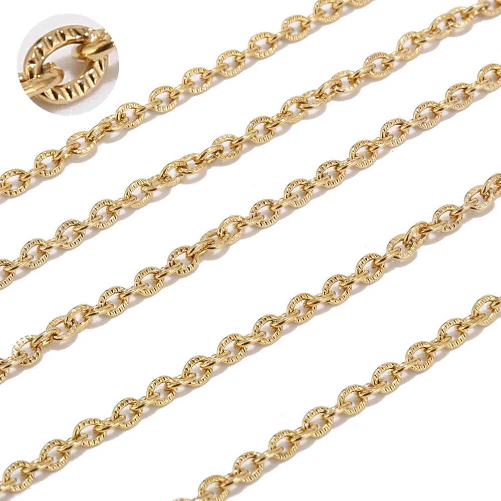 Stainless Steel Gold Curb Chain Necklace Bulk Cable 3mm Width Compressed Flower Link Chain for Jewelry Making
Stainless Steel Gold Curb Chain Necklace Bulk Cable 3mm Width Compressed Flower Link Chain for Jewelry Making