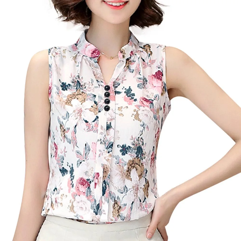 Women Casual Sleeveless V-Neck Fashion Women Blouse Shirt Chiffon Print Blouses Ladies Blusas M-XXL
Women Casual Sleeveless V-Neck Fashion Women Blouse Shirt Chiffon Print Blouses Ladies Blusas M-XXL