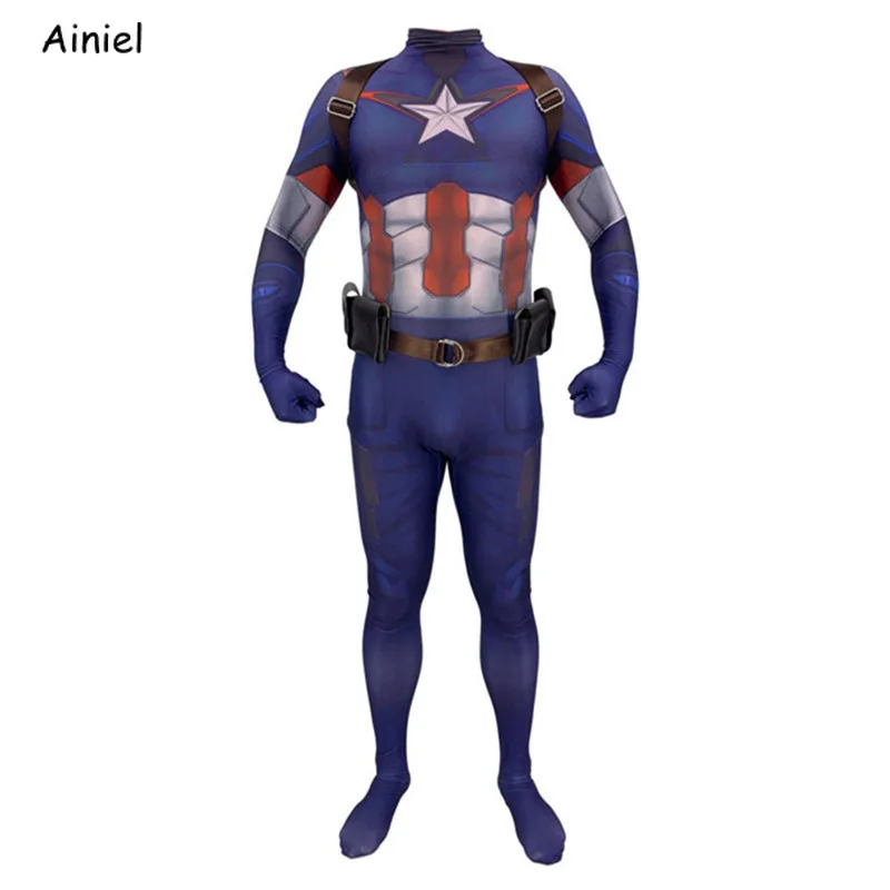 Newest Avengers 4 Endgame Captain America Cosplay Costumes Lycra Spandex Zentai Bodysuit Suit Jumpsuits Belt/Strap Adult Kids
Newest Avengers 4 Endgame Captain America Cosplay Costumes Lycra Spandex Zentai Bodysuit Suit Jumpsuits Belt/Strap Adult Kids