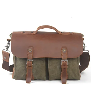 Cloth bag with crazy horse leather new retro shoulder portable briefcase slung computer bag casual canvas men's bag
Cloth bag with crazy horse leather new retro shoulder portable briefcase slung computer bag casual canvas men's bag
