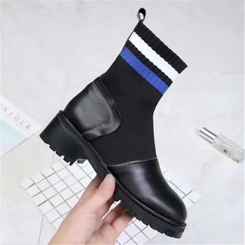 Knitting Stretch Sock Ankle Boots For Women Shoes Low Heels Martin Booties Stylish Motorcycle Boots New Style Botas Mujer
Knitting Stretch Sock Ankle Boots For Women Shoes Low Heels Martin Booties Stylish Motorcycle Boots New Style Botas Mujer