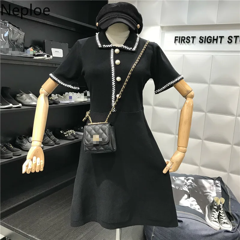 Neploe Casual Black Dress Women Fresh Trurn-Down Collar Short Sleeve Vestidos Loose High Waist A-Line Dresses Female 45032
Neploe Casual Black Dress Women Fresh Trurn-Down Collar Short Sleeve Vestidos Loose High Waist A-Line Dresses Female 45032