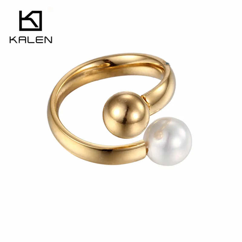 KALEN Women Shell Pearl Rings Mountings Minimalist Stainless Steel Gold Finger Rings Size 6-9 Fashion Jewelry 2018 Wholesale
KALEN Women Shell Pearl Rings Mountings Minimalist Stainless Steel Gold Finger Rings Size 6-9 Fashion Jewelry 2018 Wholesale