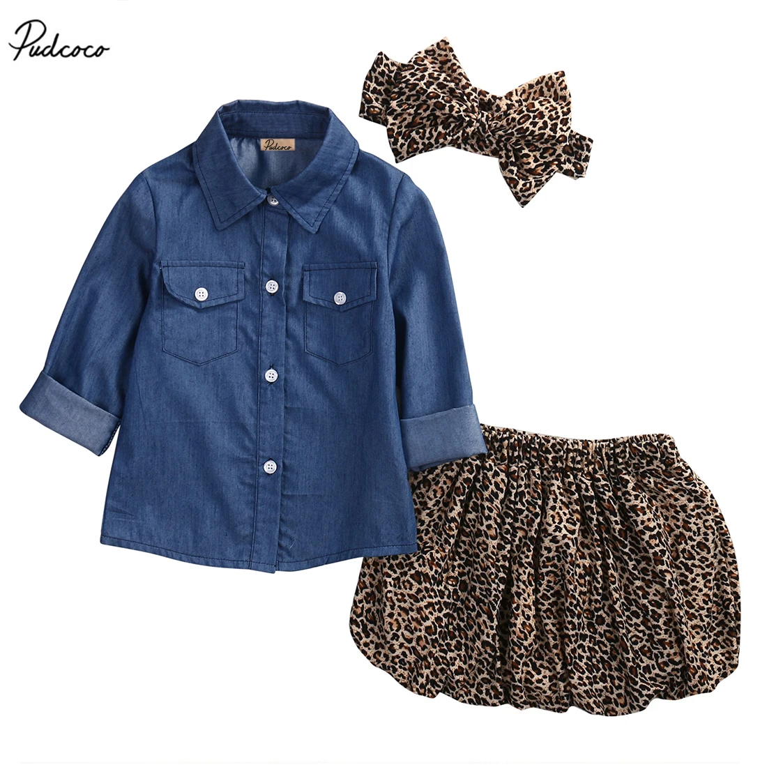 Pudcoco 3PC Toddler Baby Girls 2017 New Pocket Long Sleeve Denim Blouses Leopard Skirt headband Kids Clothes Set
Pudcoco 3PC Toddler Baby Girls 2017 New Pocket Long Sleeve Denim Blouses Leopard Skirt headband Kids Clothes Set