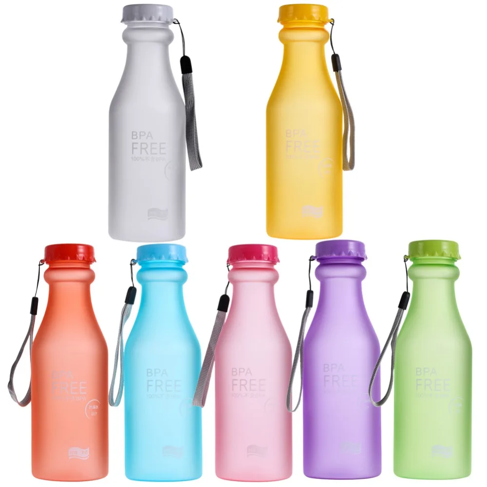 

Candy Colors Unbreakable Frosted Leak-proof Plastic kettle 550mL BPA Free Portable Water Bottle for Travel Yoga Running Camping