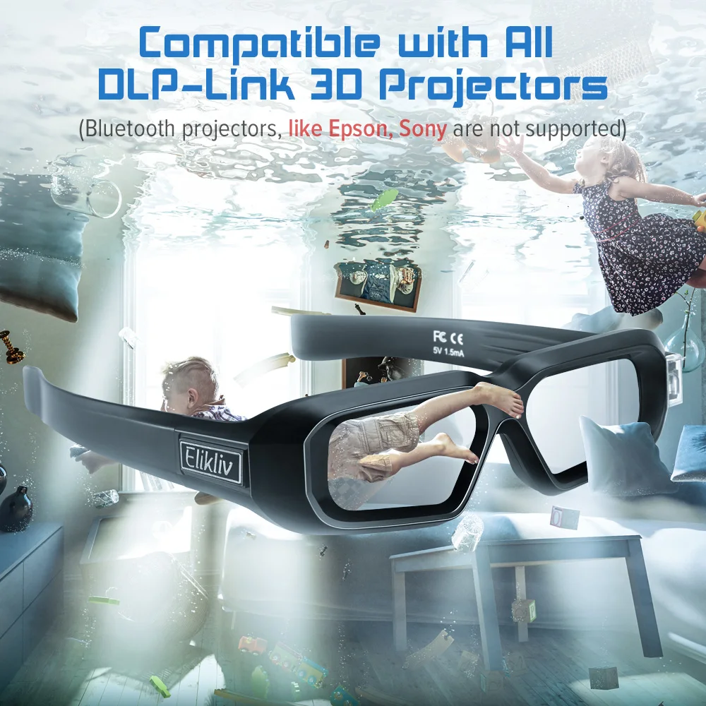 Elikliv AX-30 3D Active Shutter Glasses DLP-Link 96Hz/144Hz USB Rechargeable Home Theater Black For BenQ Dell Acer Optama Sony
Elikliv AX-30 3D Active Shutter Glasses DLP-Link 96Hz/144Hz USB Rechargeable Home Theater Black For BenQ Dell Acer Optama Sony