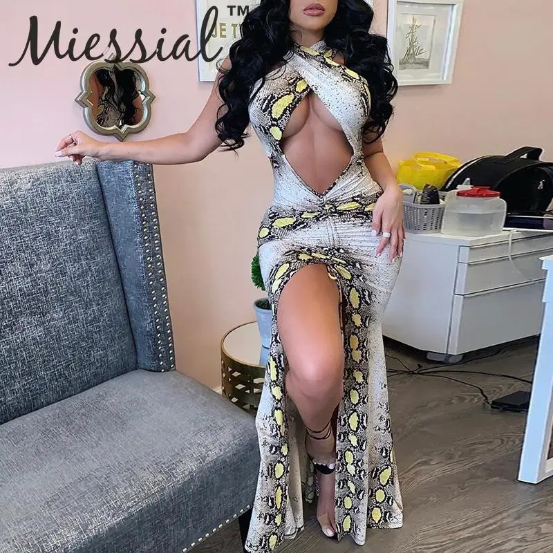 Miessial Party club sleeveless plus size dress Sexy snake print hollow out dress Women autumn winter bodycon elegant maxi dress
Miessial Party club sleeveless plus size dress Sexy snake print hollow out dress Women autumn winter bodycon elegant maxi dress