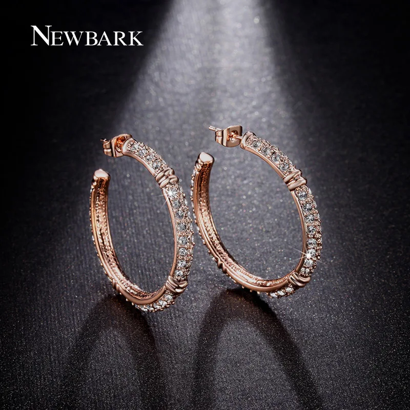 NEWBARK Hoop Earrings Big Round Earring For Women Luxurious Brincos Unique Clear Rhinestone Paved Rose Gold Color Jewelry Gift
NEWBARK Hoop Earrings Big Round Earring For Women Luxurious Brincos Unique Clear Rhinestone Paved Rose Gold Color Jewelry Gift