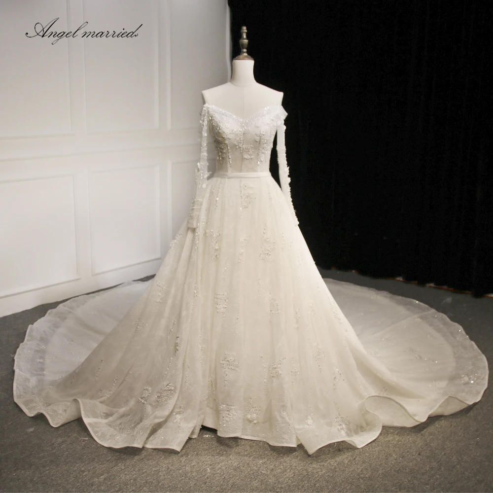 Angel married wedding Dresses beach boat neck wedding gown long sleeve lace beaded bridal dress vestidos de noivas 2018
Angel married wedding Dresses beach boat neck wedding gown long sleeve lace beaded bridal dress vestidos de noivas 2018