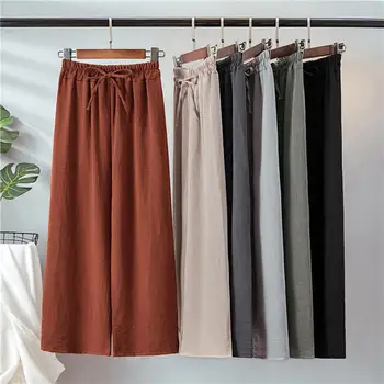 Vintage Cotton And Linen High Waist Pants Women Spring Summer Casual Wide Leg Pants Loose Lace Up Straight Trousers Women C5463
Vintage Cotton And Linen High Waist Pants Women Spring Summer Casual Wide Leg Pants Loose Lace Up Straight Trousers Women C5463