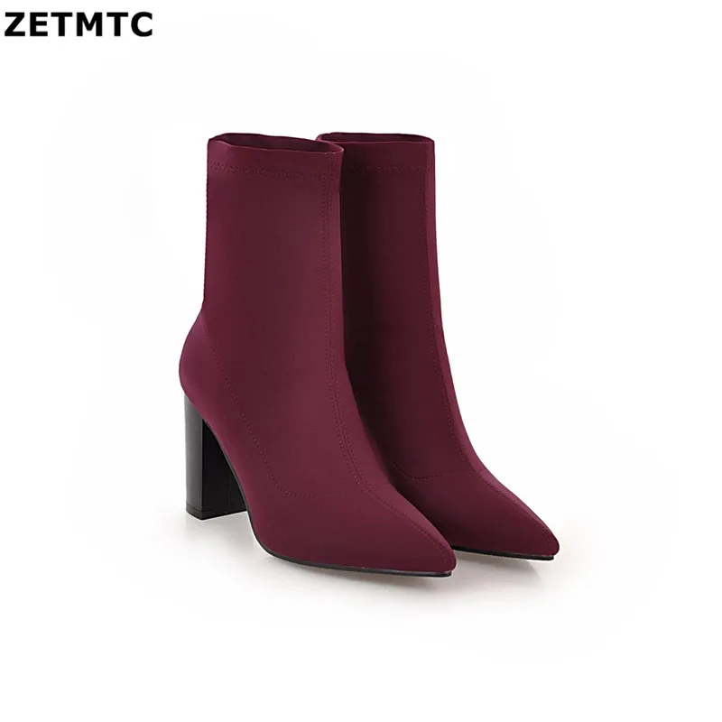 New Women Shoes High Heels Slip ankle boots autumn Stretch socks boots elegant Square high heels shoes female Plus size 34- 43
New Women Shoes High Heels Slip ankle boots autumn Stretch socks boots elegant Square high heels shoes female Plus size 34- 43