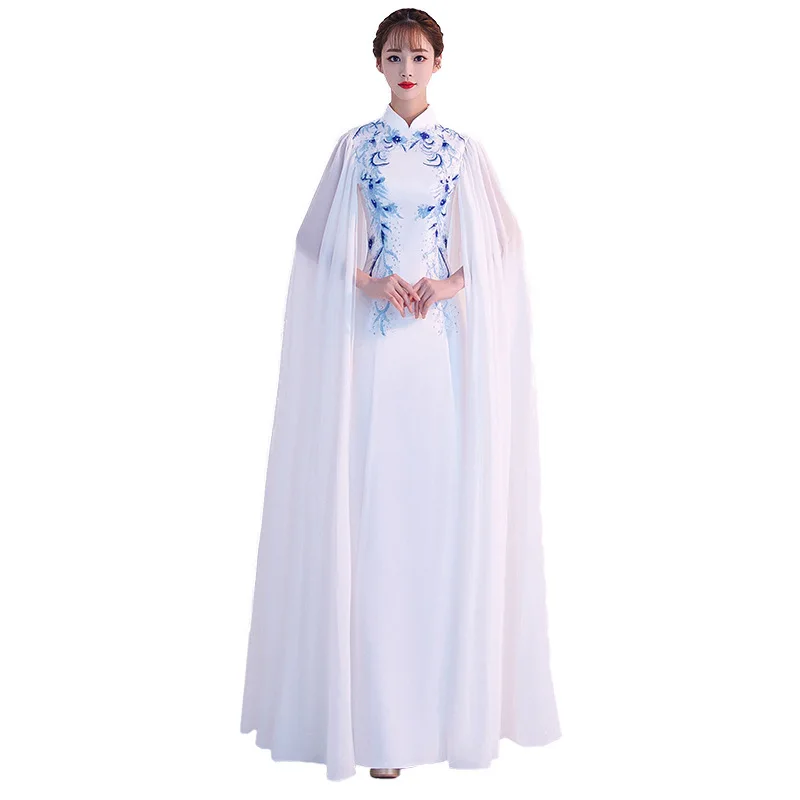 Blue White Porcelain Chinese Traditional Evening Gown Fashion Long Modern Qipao Cheongsam Oriental Dresses Custom
Blue White Porcelain Chinese Traditional Evening Gown Fashion Long Modern Qipao Cheongsam Oriental Dresses Custom