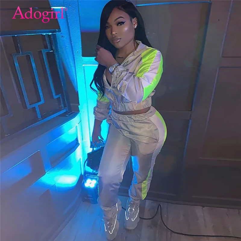 Adogirl Color Patchwork Reflective Casual Two Piece Set Women Tracksuit Zipper Long Sleeve Crop Top Sweatshirt + Fitness Pants
Adogirl Color Patchwork Reflective Casual Two Piece Set Women Tracksuit Zipper Long Sleeve Crop Top Sweatshirt + Fitness Pants