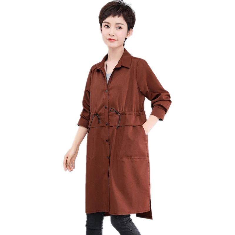 2019 Spring new long trench coat for women elegant Drawstring waist Single Breasted solid outerwear plus size ladies long shirt
2019 Spring new long trench coat for women elegant Drawstring waist Single Breasted solid outerwear plus size ladies long shirt