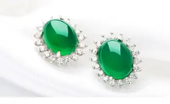 925 sterling--jewelry Natural stone Green gem Stud Earrings for women jewelry gem/stone/coral/opal Marcasite
925 sterling--jewelry Natural stone Green gem Stud Earrings for women jewelry gem/stone/coral/opal Marcasite