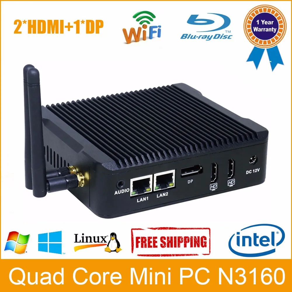HYSTOU Micro PC dual NIC Celeron N3160 2HDMI+1DP Small PC SSD 12V Windows 8 WiFi&Bluetooth 2 Gigabit LAN Windows Mini PC Linux 01