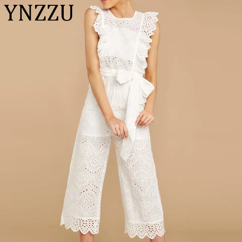 YNZZU Elegant Ruffle Hollow Out Jumpsuit Women 2019 Summer White Rompers Womens Jumpsuit Loose Female Overalls With Sashes AJ037
YNZZU Elegant Ruffle Hollow Out Jumpsuit Women 2019 Summer White Rompers Womens Jumpsuit Loose Female Overalls With Sashes AJ037