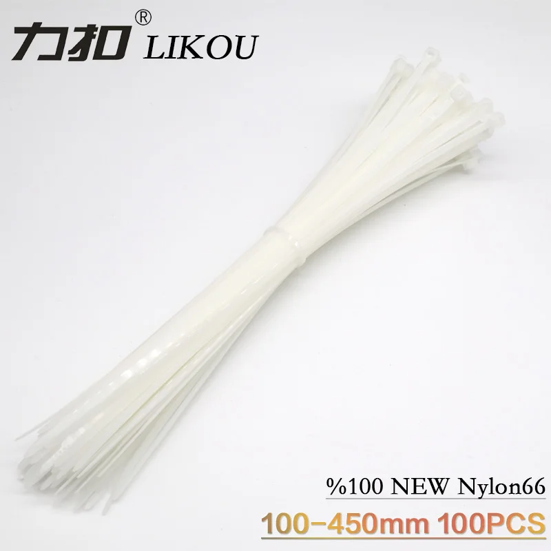 LIKOU Nylon cable ties zip tie 4x100 4x150 4x200 4x250 4x300 4x350 4x400 Plastic self-locking cable ties straps 100PCS WHITE
LIKOU Nylon cable ties zip tie 4x100 4x150 4x200 4x250 4x300 4x350 4x400 Plastic self-locking cable ties straps 100PCS WHITE