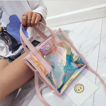 2018 new women's Korean version laser jelly bag handbag shoulder Messenger bags female transparent candy summer beach bags
2018 new women's Korean version laser jelly bag handbag shoulder Messenger bags female transparent candy summer beach bags