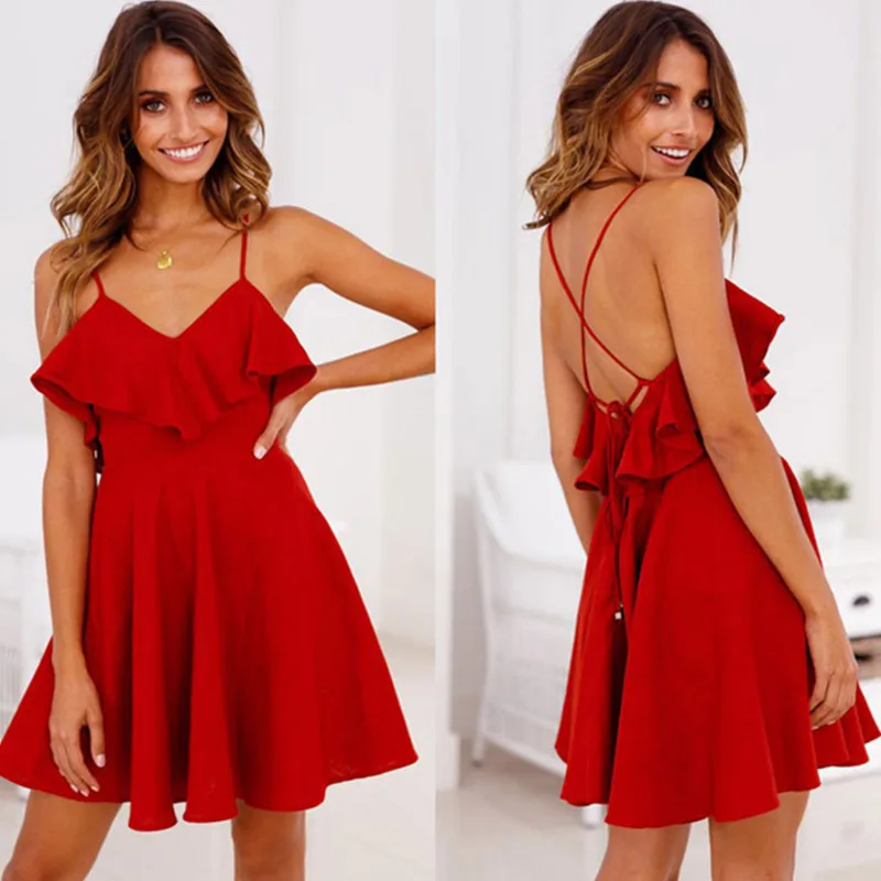 Oufisun 2019 Summer Backless Solid Sexy Women Dress Cross Drawstring Ruffled Waist Dresses Deep V-Neck Strap Mini Dress Vintage
Oufisun 2019 Summer Backless Solid Sexy Women Dress Cross Drawstring Ruffled Waist Dresses Deep V-Neck Strap Mini Dress Vintage