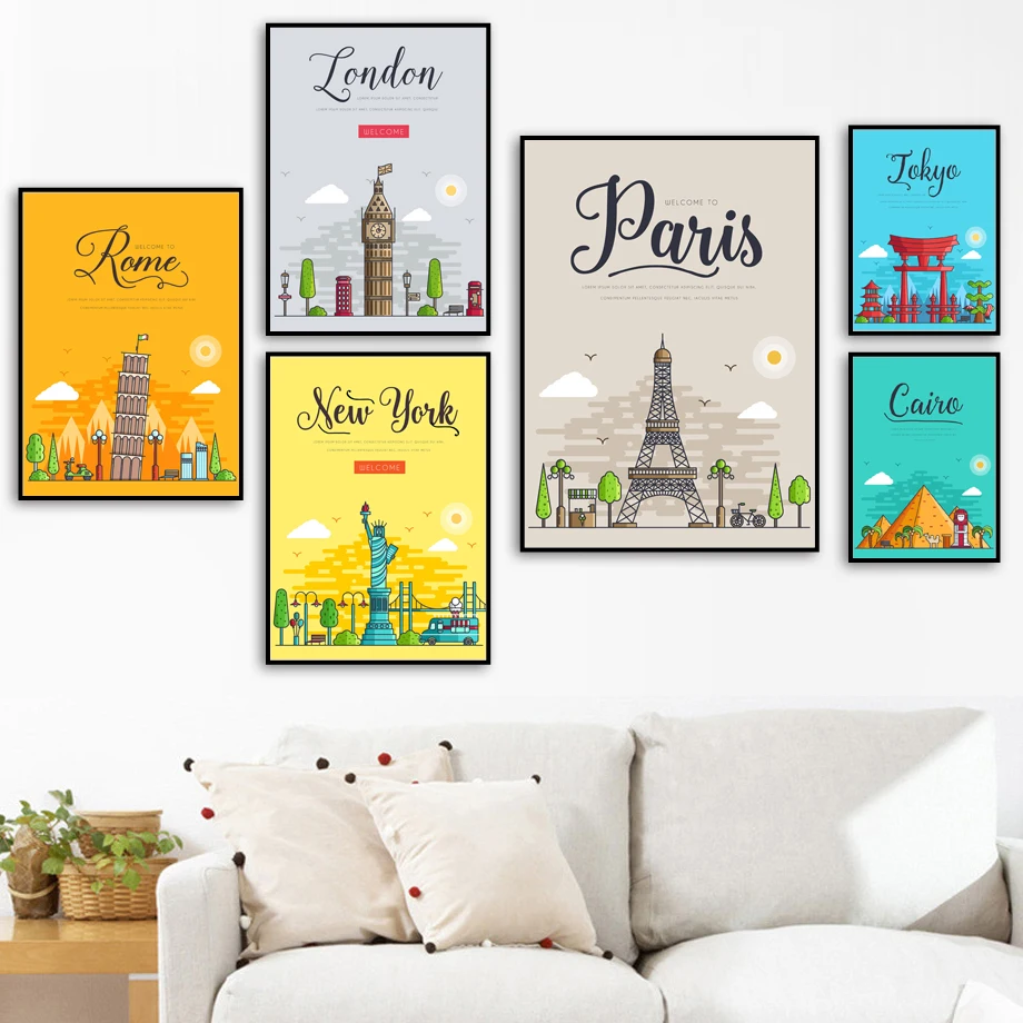 Paris London New York Rome Landscape Wall Art Canvas Painting Nordic Poster And Prints Nursery Wall Pictures For Kids Room Decor
Paris London New York Rome Landscape Wall Art Canvas Painting Nordic Poster And Prints Nursery Wall Pictures For Kids Room Decor