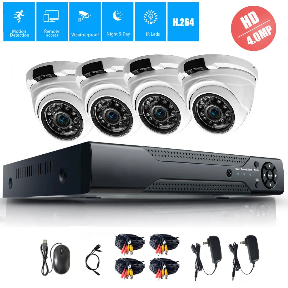4MP 4CH Security CCTV System 4.0MP AHD Dome Outdoor Indoor Camera Waterproof Surveillance IR Night Vision Camera Kit
4MP 4CH Security CCTV System 4.0MP AHD Dome Outdoor Indoor Camera Waterproof Surveillance IR Night Vision Camera Kit