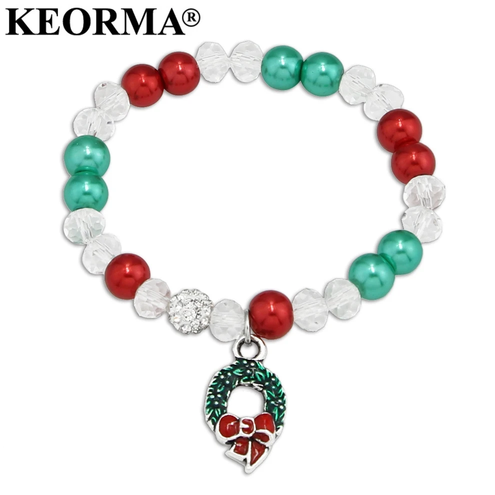KEORMA DIY Elastics Rope Colorful Simulated-pearl Beads Bracelet Wreath/Snowflake Charm Bracelet For Women Christmas Gift AAX034
KEORMA DIY Elastics Rope Colorful Simulated-pearl Beads Bracelet Wreath/Snowflake Charm Bracelet For Women Christmas Gift AAX034