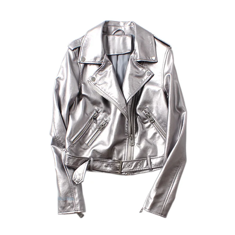 Korean Style Women's Jackets Turn-down Collar Silvery Long Sleeve Loose with Zipper S M L Solid Autumn New Arrival 2019 Fashion
Korean Style Women's Jackets Turn-down Collar Silvery Long Sleeve Loose with Zipper S M L Solid Autumn New Arrival 2019 Fashion