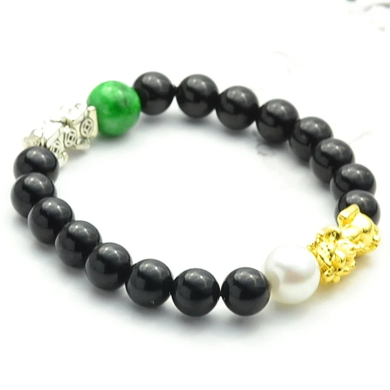 Handmade Creative Gold Silver Metal Pixiu Obsidian Beaded Bracelet Made with Artificial Pearls for Women Gift 8mm
Handmade Creative Gold Silver Metal Pixiu Obsidian Beaded Bracelet Made with Artificial Pearls for Women Gift 8mm