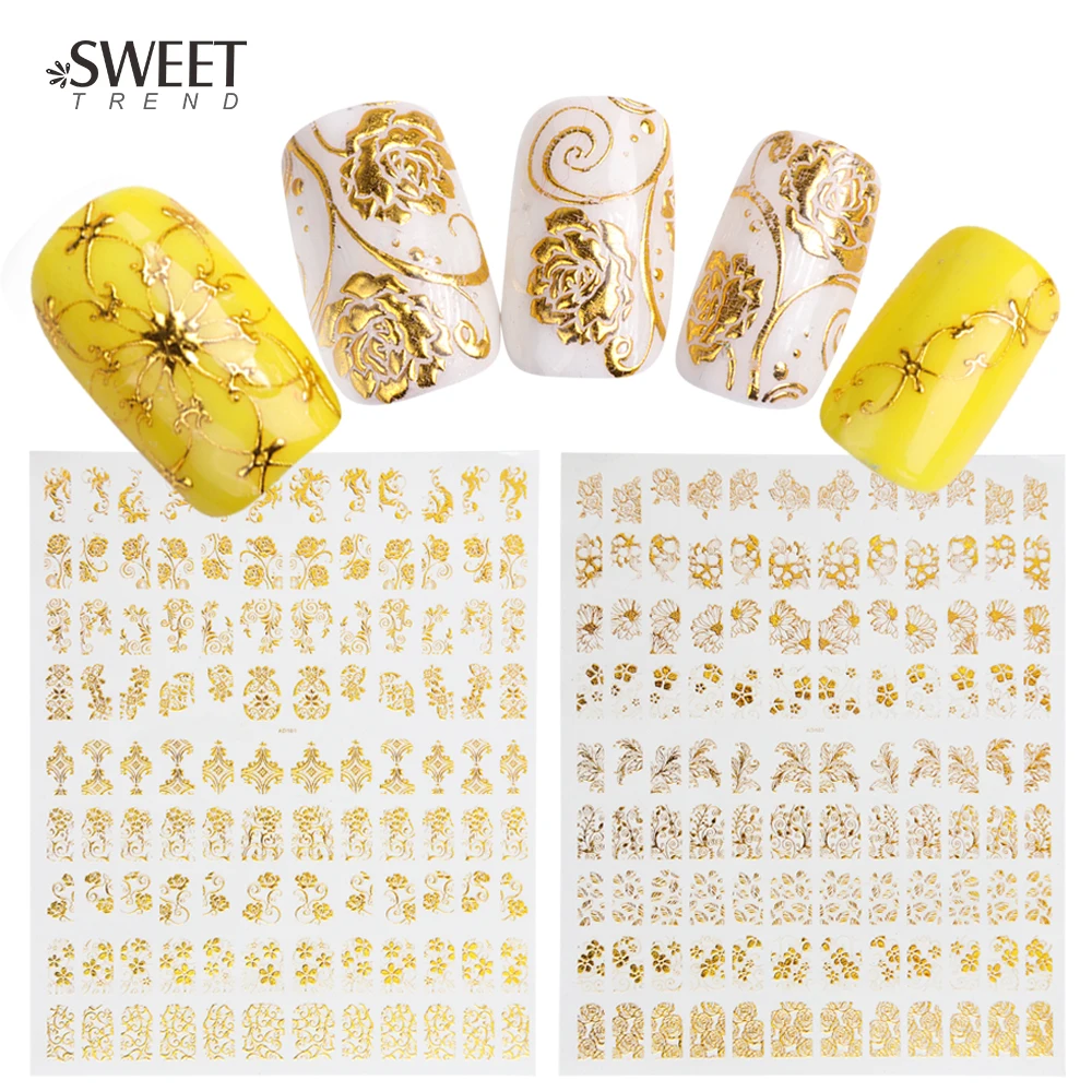 1 Sheet Gold Mixed 3d Nail Art Stickers Embossed Flower Metallic Designs Stickers Decals For Nails Art Decorations LAAD101-102
1 Sheet Gold Mixed 3d Nail Art Stickers Embossed Flower Metallic Designs Stickers Decals For Nails Art Decorations LAAD101-102