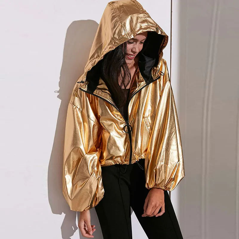 Simple Bright Gold Hooded Jacket 2019 Spring Jacket Women Loose Plus size Coat Lantern Sleeve European American Street Outwear
Simple Bright Gold Hooded Jacket 2019 Spring Jacket Women Loose Plus size Coat Lantern Sleeve European American Street Outwear